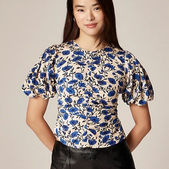 J. Crew Tops - J crew blue floral Veranda shirt in floral print